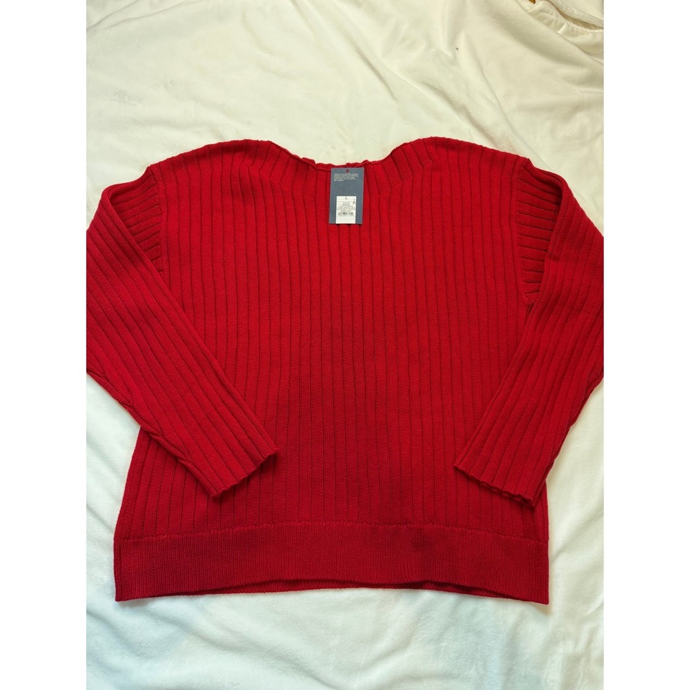 Universal Thread Womens Red Ribbed Knit Pullover Sweater Size L NEW